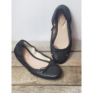 ESSEX LANE Black Leather Slip-On Ballet Flats 7.5